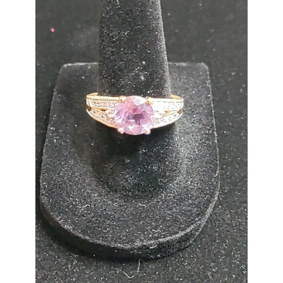 925 Imperial Topaz & Lab Created Pav'e Diamond Ring 7.25 3.73 G